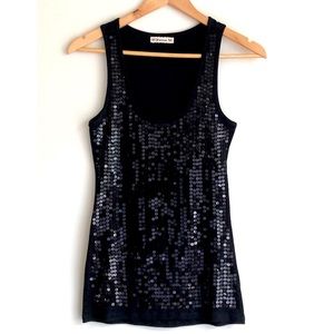 Sequined Black Tank Top